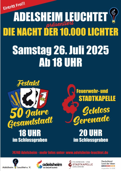 Nacht der 10.000 Lichter - Festakt 50 Jahre Gesamtstadt Adelsheim