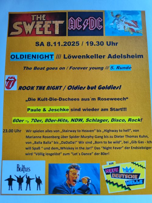 5. Oldienight im Löwenkeller - die DJ´s aus dem Roseweech sind wieder am Start!